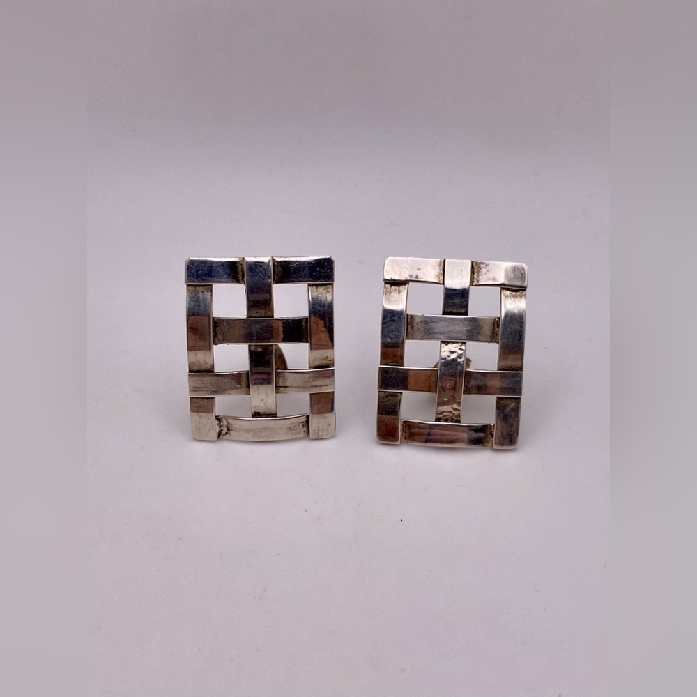 Sterling basket weave earrings